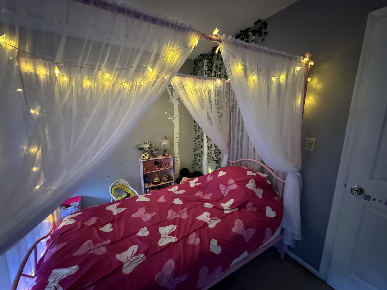 Queen Canopy Bed Frame with 4 Posters, Queen Size Bed for Girls Adults customer photo 2
