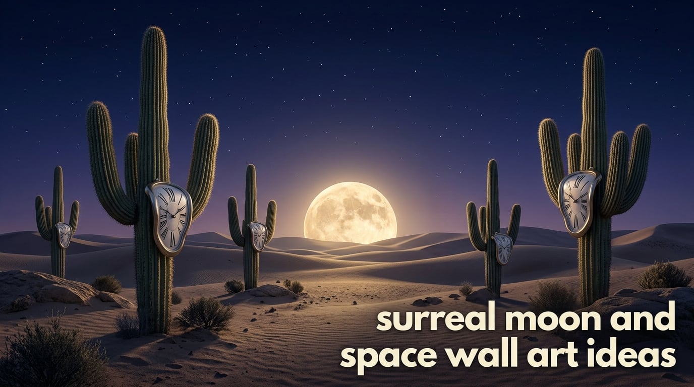 surreal moon and space wall art ideas