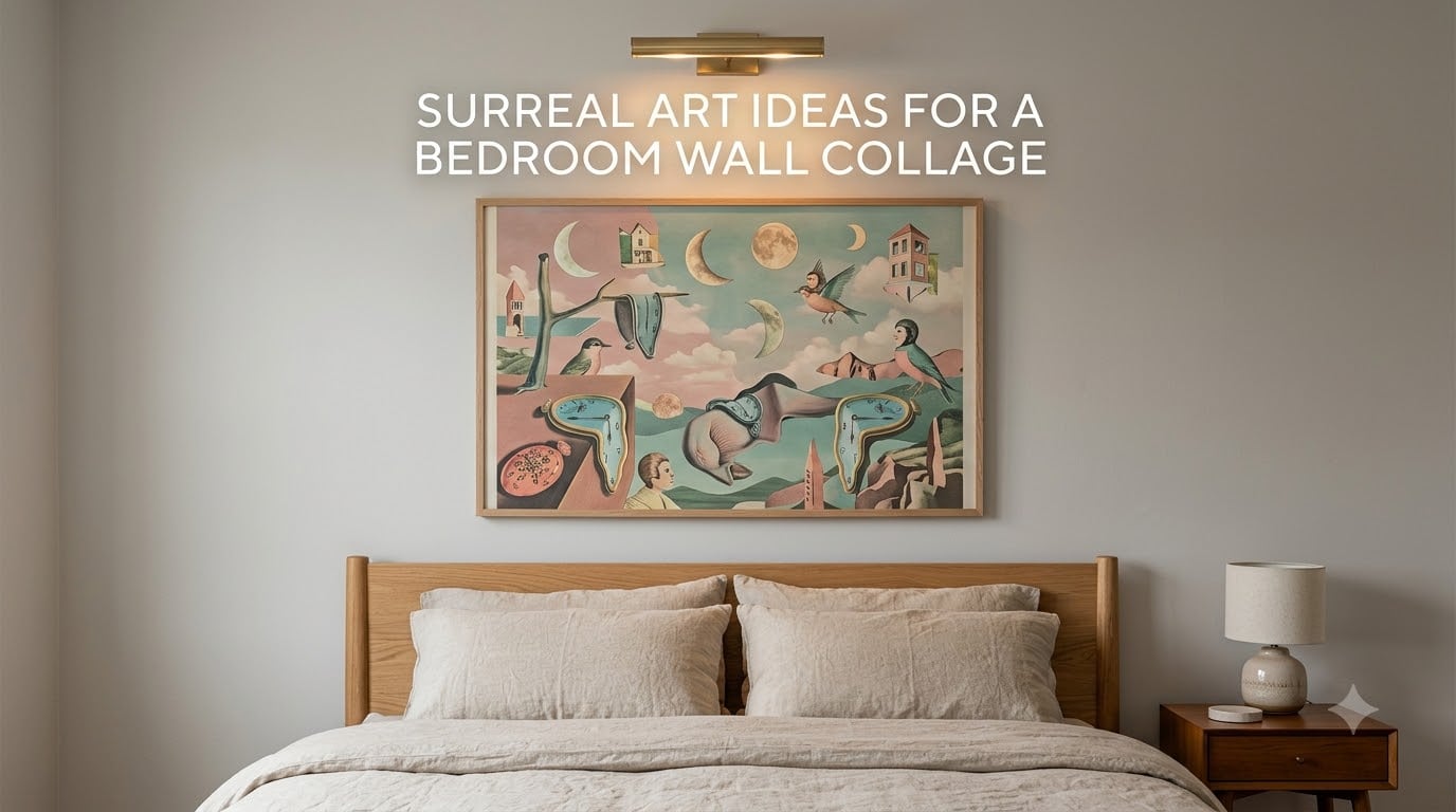 surreal art ideas for a bedroom wall collage