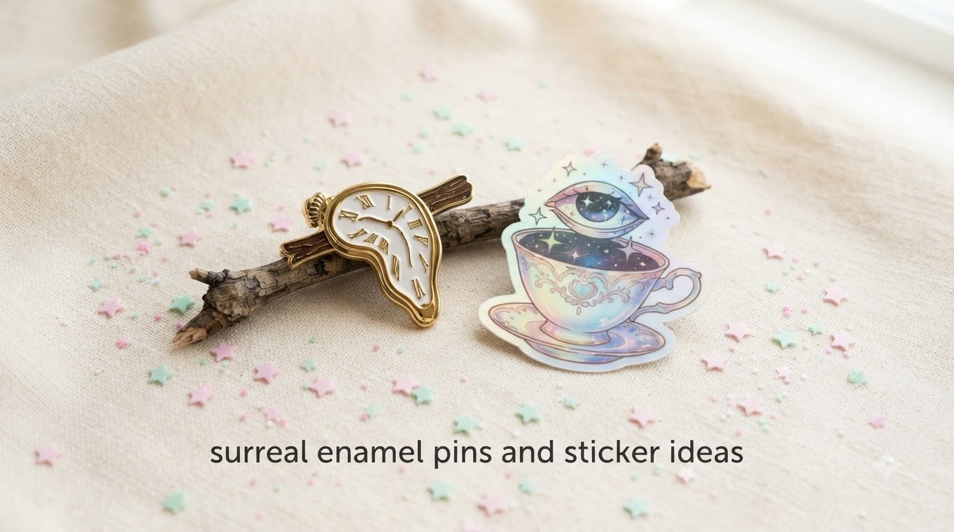 surreal enamel pins and sticker ideas