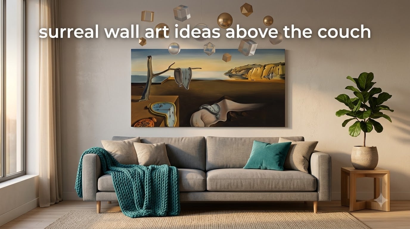 surreal wall art ideas above the couch