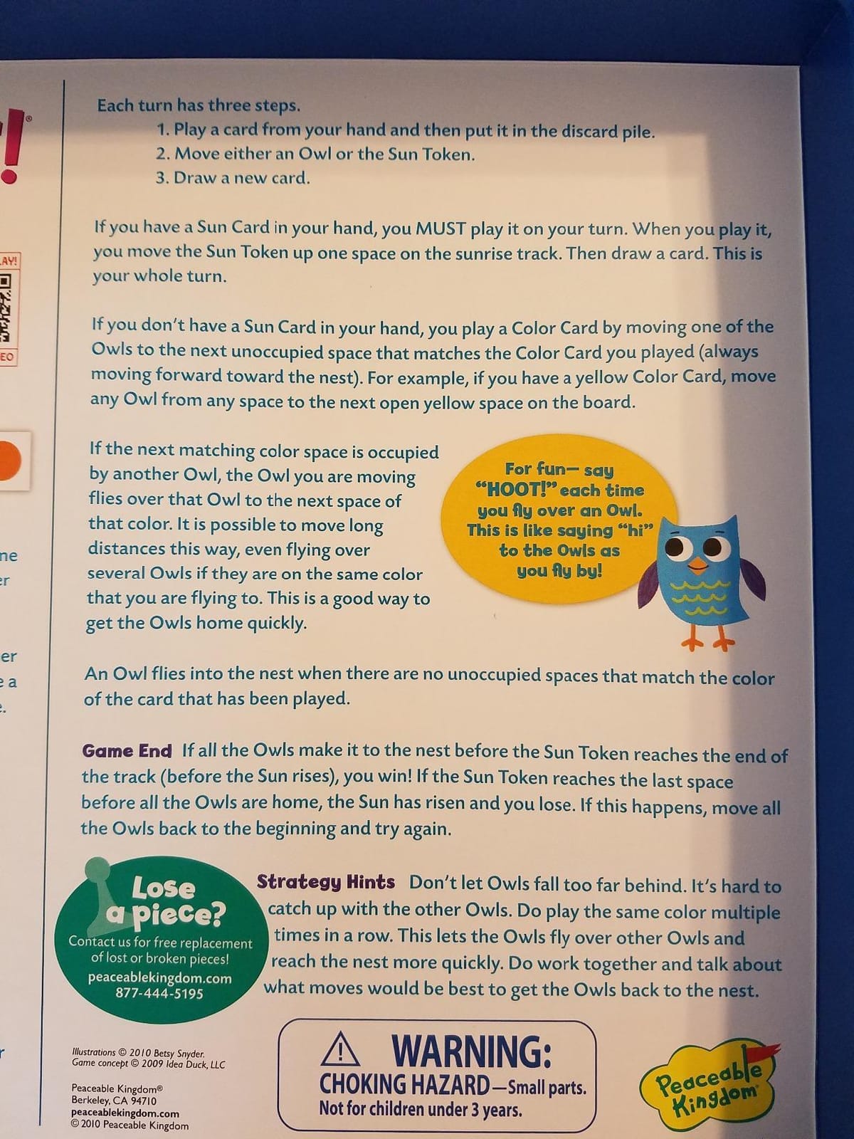 Peaceable Kingdom Hoot Owl Hoot - Cooperative Matching Game For Kids customer photo 1