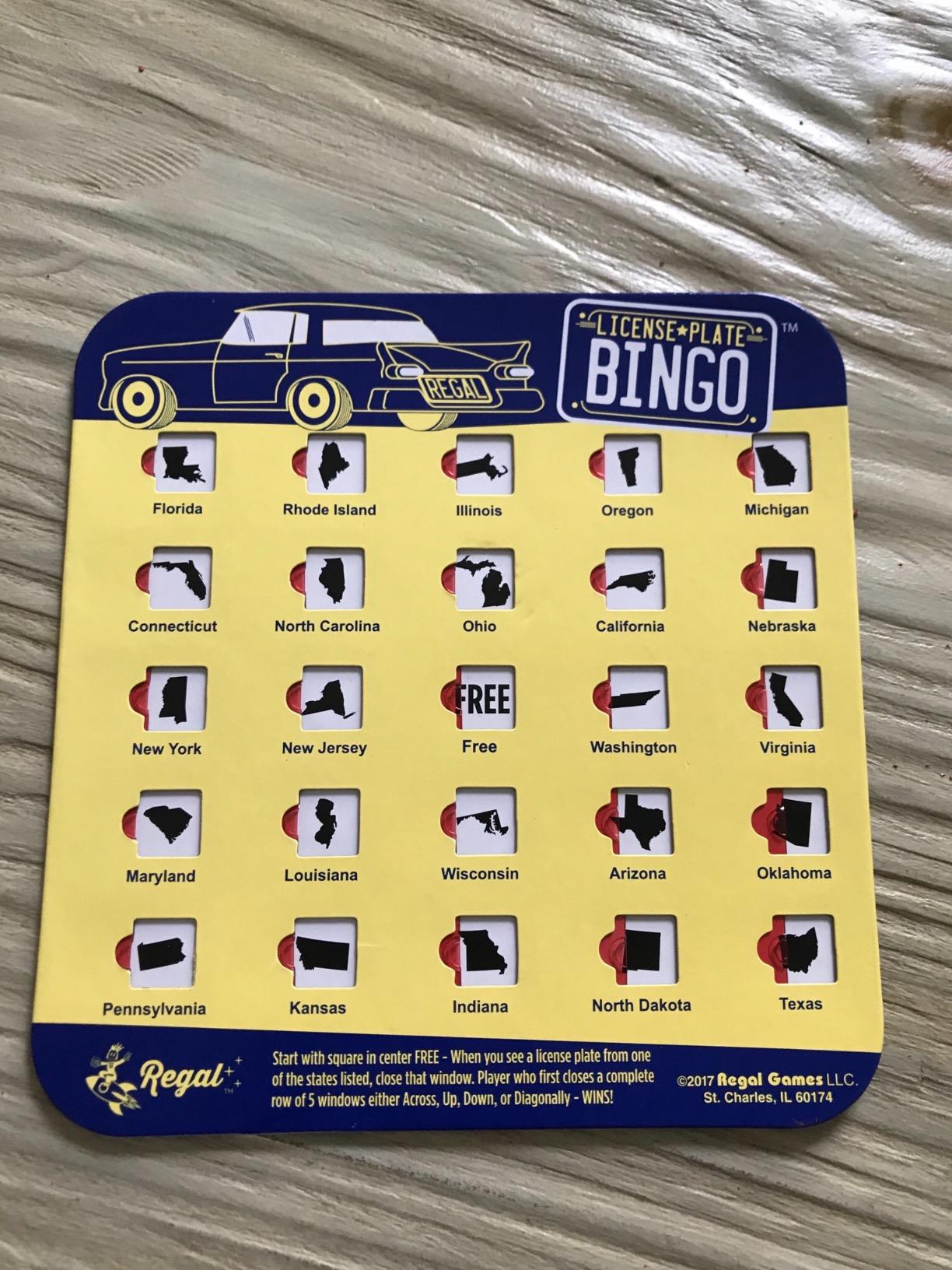 Regal Games Finger-Tip Shutter Bingo Cards with Sliding Windows - Interstate Bingo & Auto Bingo Game - Assorted Colors Travel Game Bingo Set Kids - Reusable, No Chips & Daubers Needed - 4 Packs customer photo 2