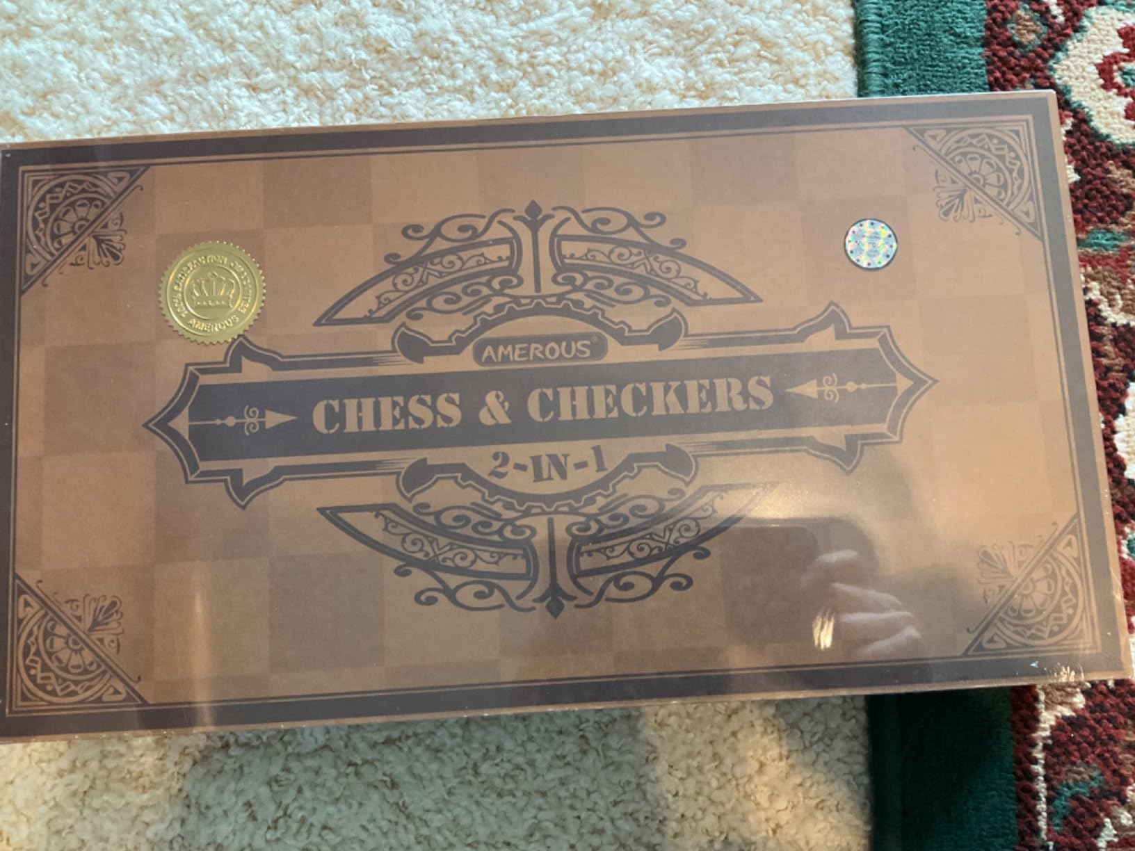 AMEROUS Magnetic Wooden Chess and Checkers Game Set, 15 Inches (2 in 1) Chess Board Games, 2 Extra Queens - Gift Package - Game Pieces Storage Slots, Beginner Chess Set for Kids, Adults customer photo 1