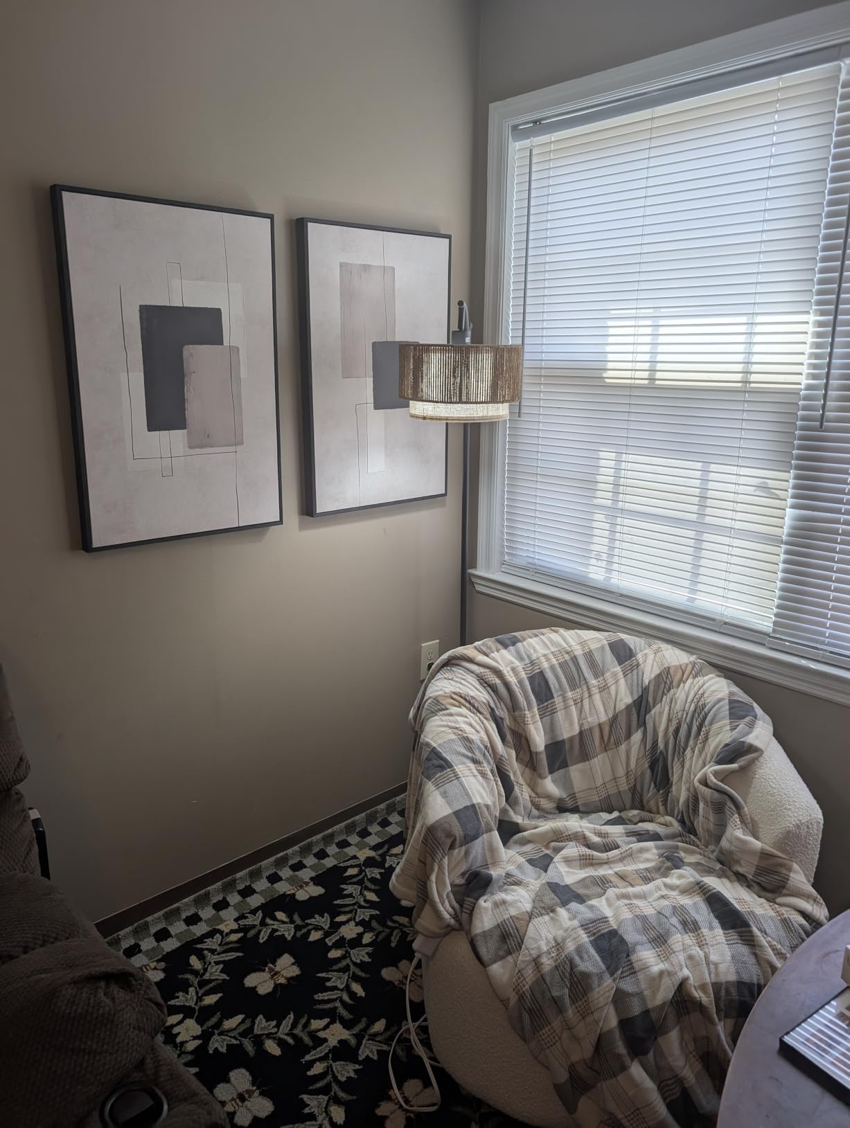 Framed Neutral Beige Brown Abstract Canvas Wall Art Set of 2, 16x24 In customer photo 1