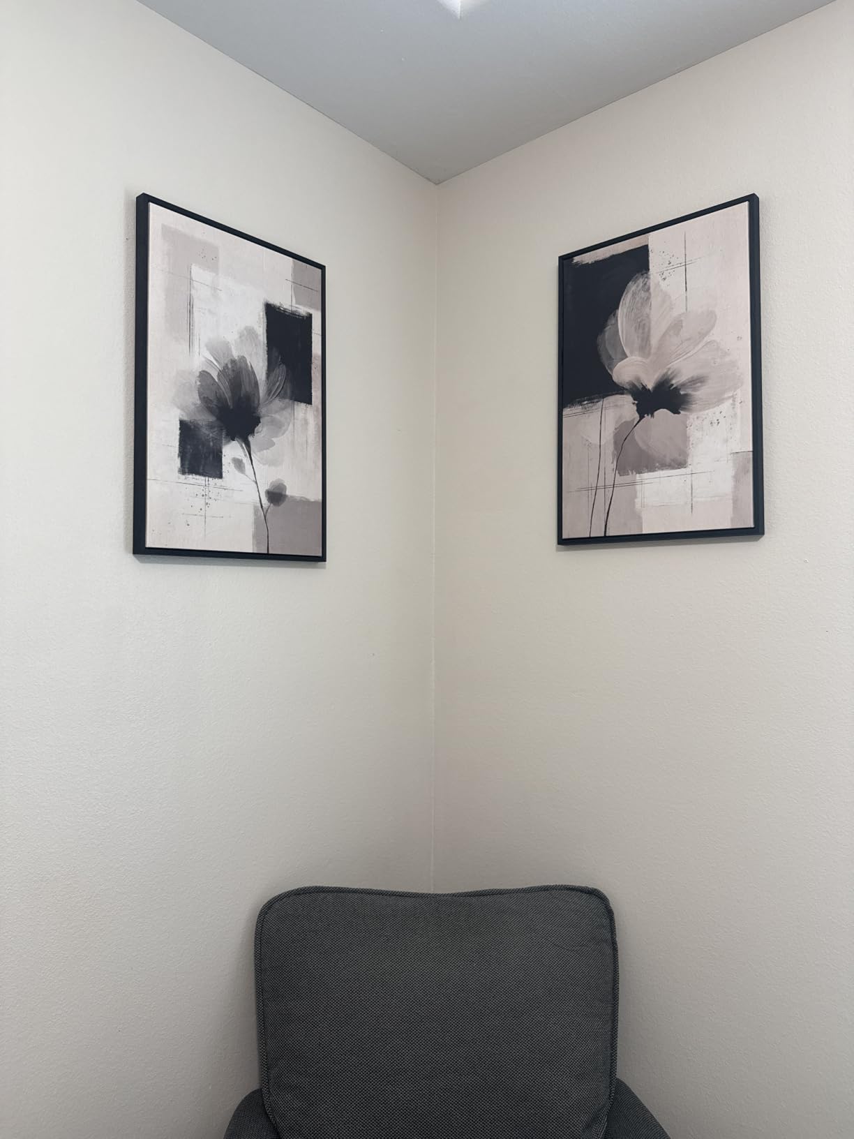 Framed Neutral Beige Brown Abstract Canvas Wall Art Set of 2, 16x24 In customer photo 2